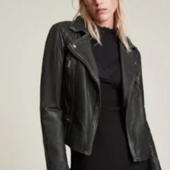 Allsaints Cargo Leather Jacket size 0 - Picture 1 of 11